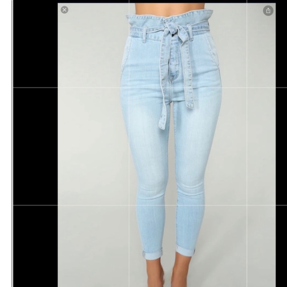 Fashion Nova Light Blue Paper Bag High Rise Jeans - Picture 1 of 9